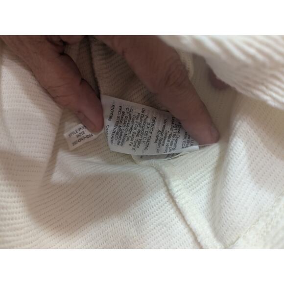 Long sleeve ribbed cotton v-neck long sleeve cropped tied blouse size Large - Picture 5 of 9